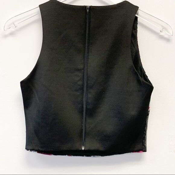 Do+Be Sleeveless Sequin Zipper Back Crop Top, Sm - Picture 5 of 6